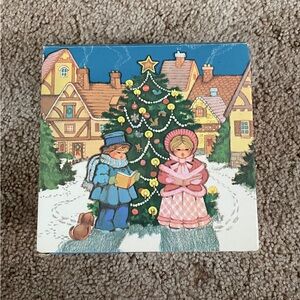Vintage Avon Festive Holiday Tile with Blue and Pink Accents